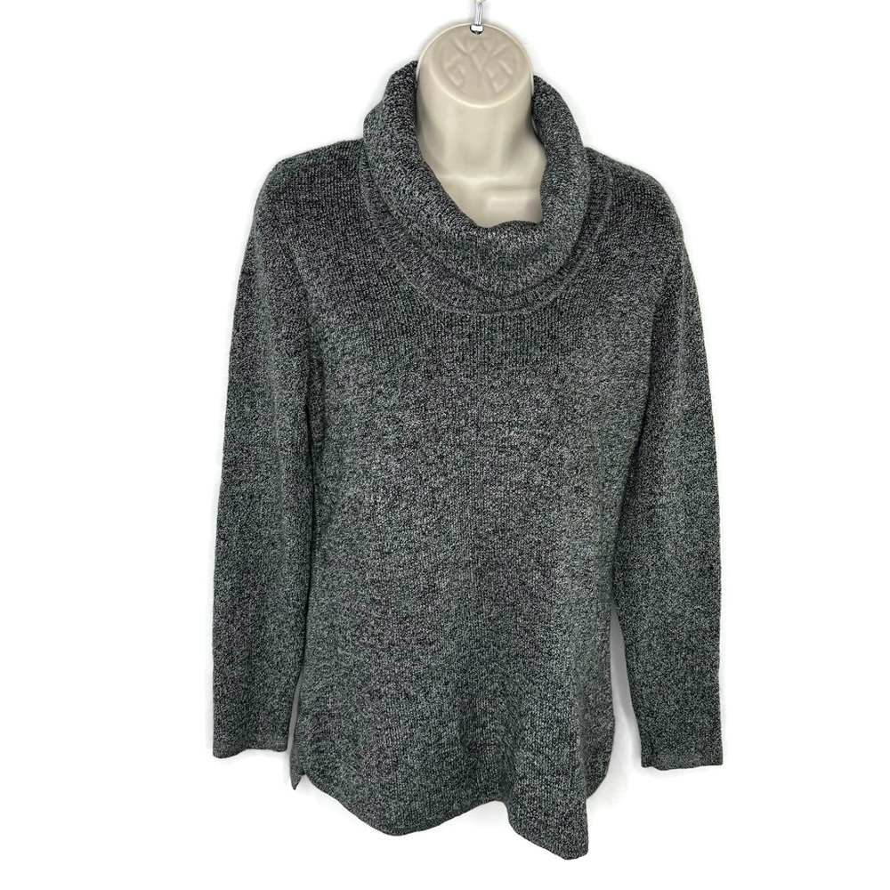 Calvin Klein Gray Long Cow neck Sweater Vented Sides Very Flattering Fit Medium